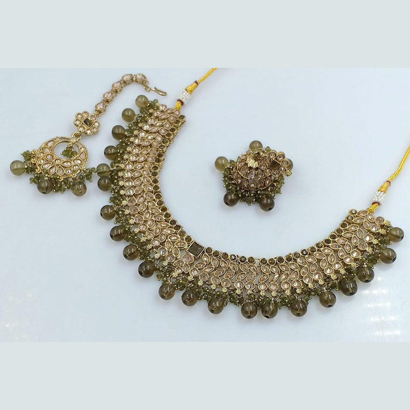 Manisha Jewellery Gold Plated Crystal Stone And Beads Necklace Set