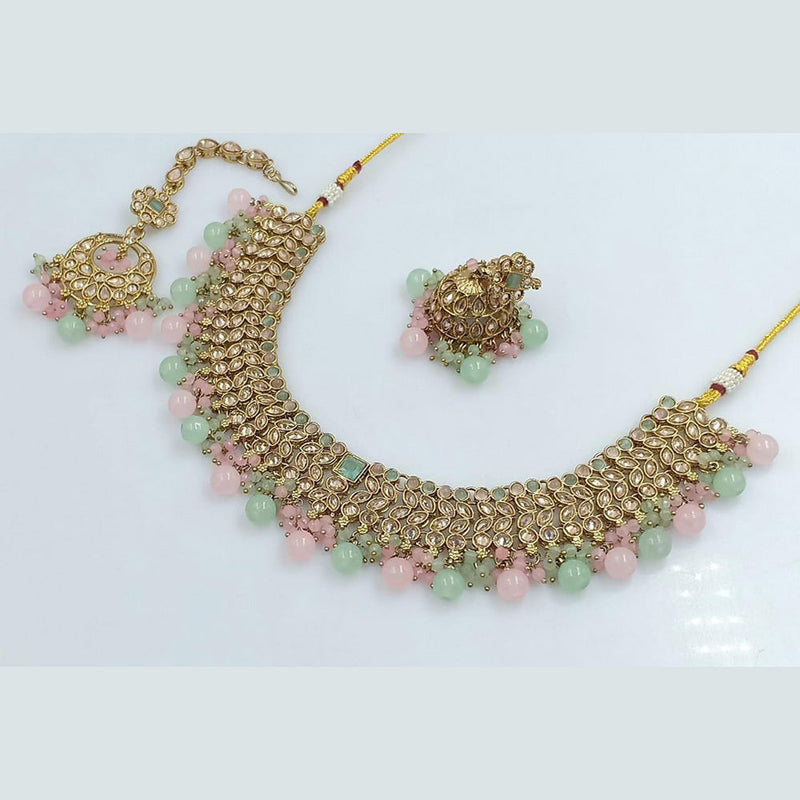 Manisha Jewellery Gold Plated Crystal Stone And Beads Necklace Set