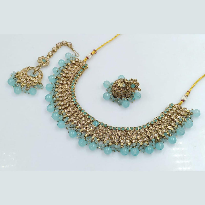 Manisha Jewellery Gold Plated Crystal Stone And Beads Necklace Set