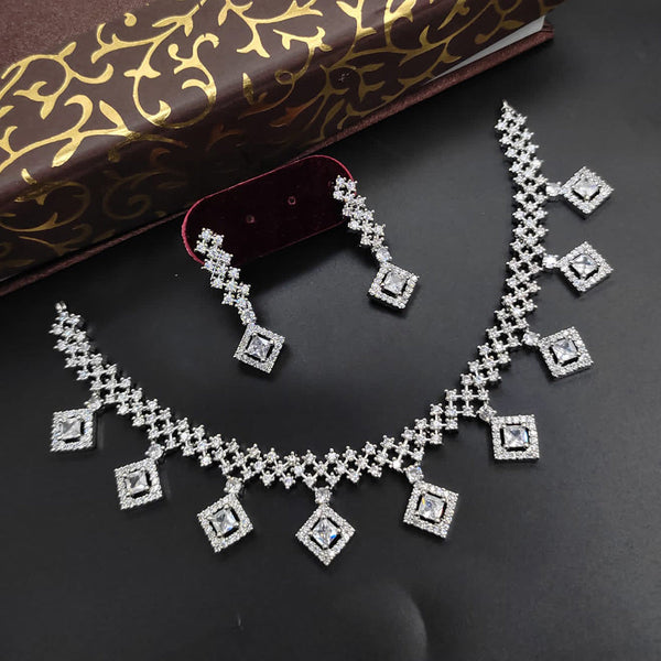 Manisha Jewellery Silver Plated AD  Necklace Set