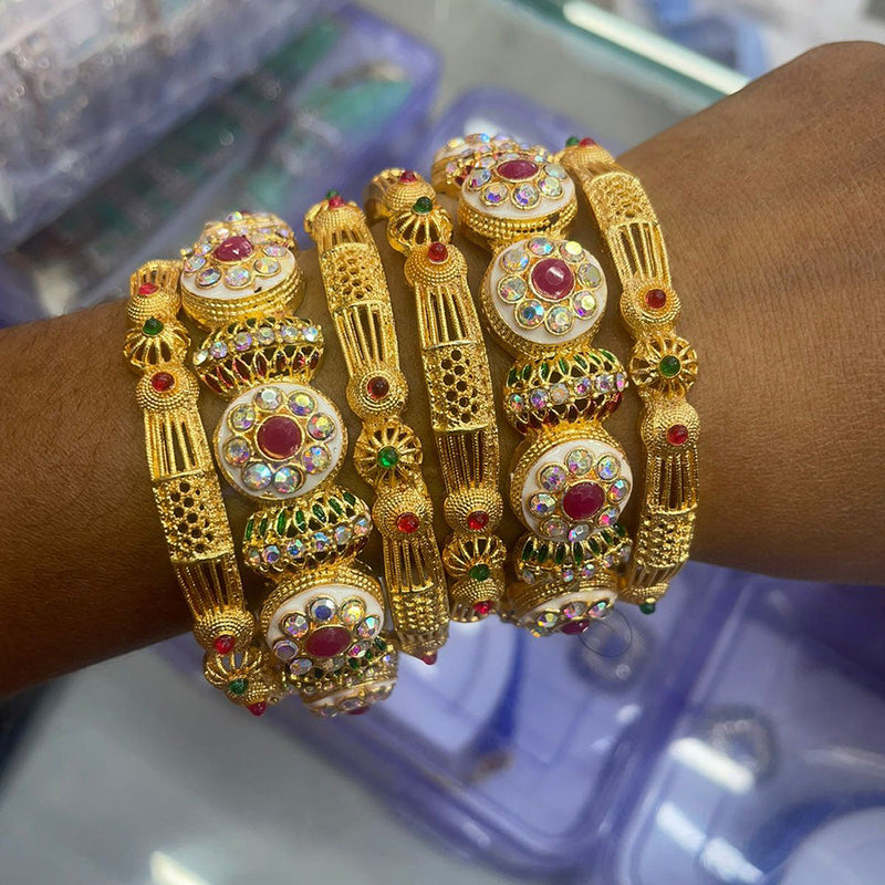 Manisha Jewellery Gold Plated  Pota Stone Bangle Set