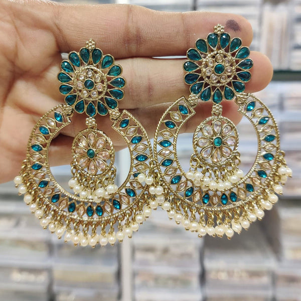 Manisha Jewellery Gold Plated Crystal Stone And Pearls Dangler Earrings