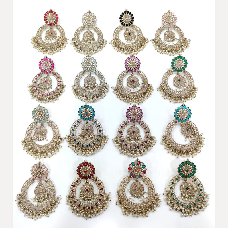 Manisha Jewellery Gold Plated Crystal Stone And Pearls Dangler Earrings