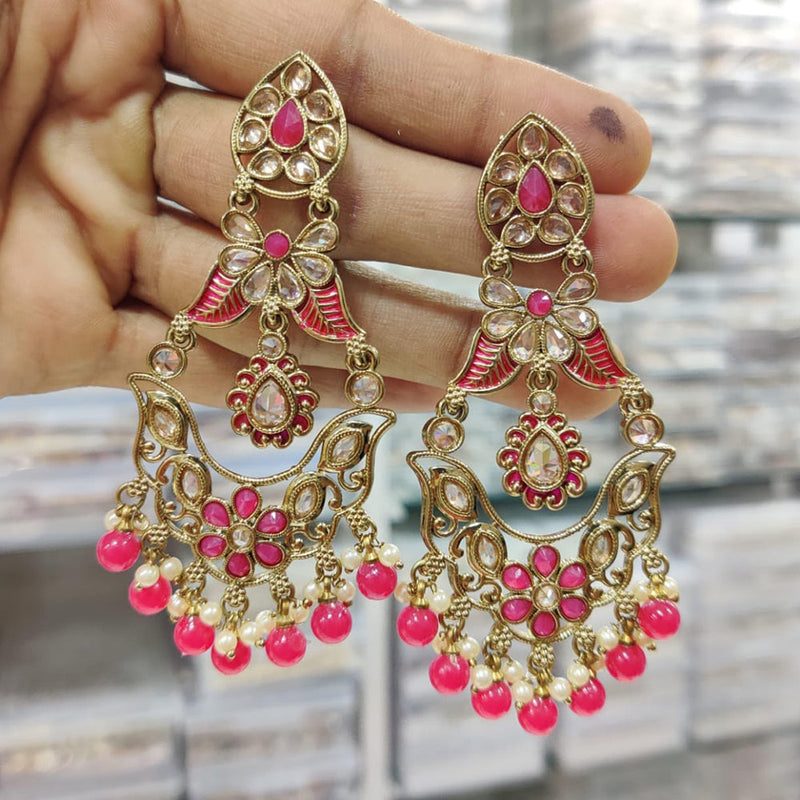 Manisha Jewellery Gold Plated Crystal Stone And Pearls Dangler Earrings