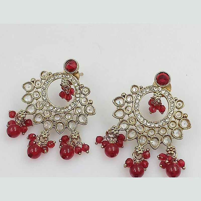 Manisha Jewellery Gold Plated Crystal Stone and Beads Dangler Earrings