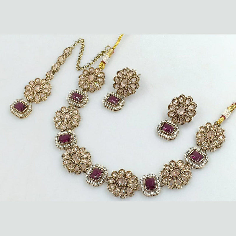 Manisha Jewellery Gold Plated Reverse AD Necklace Set