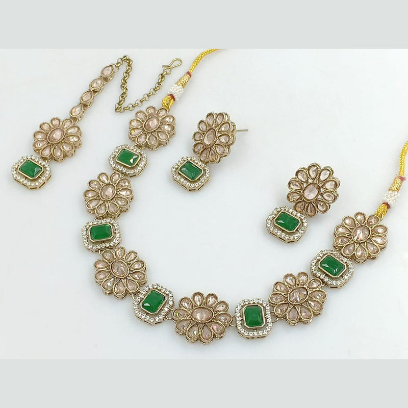 Manisha Jewellery Gold Plated Reverse AD Necklace Set