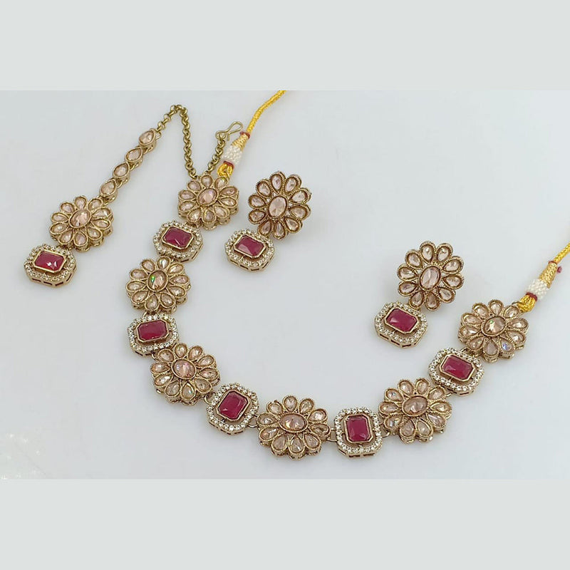 Manisha Jewellery Gold Plated Reverse AD Necklace Set