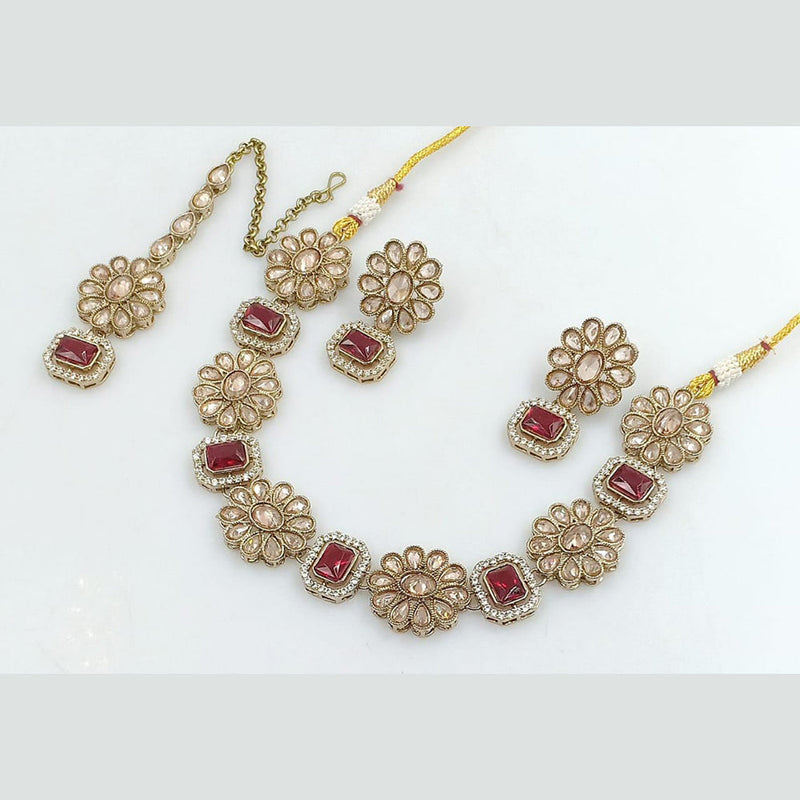 Manisha Jewellery Gold Plated Reverse AD Necklace Set