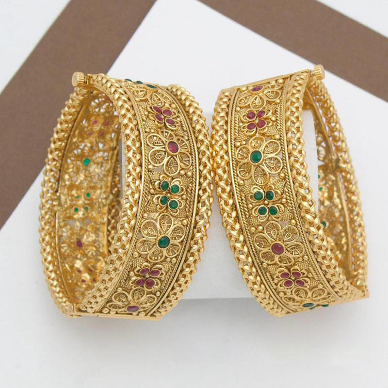 Manisha Jewellery Gold Plated Pota Stone Openable Bangle Set