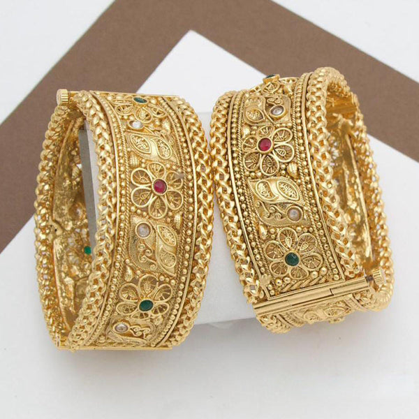 Manisha Jewellery Gold Plated Pota Stone Openable Bangle Set