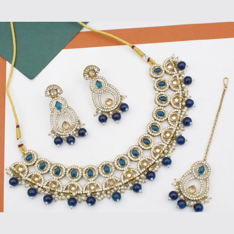 Manisha Jewellery Gold Plated Crystal Stone And Austrian Stone Necklace Set