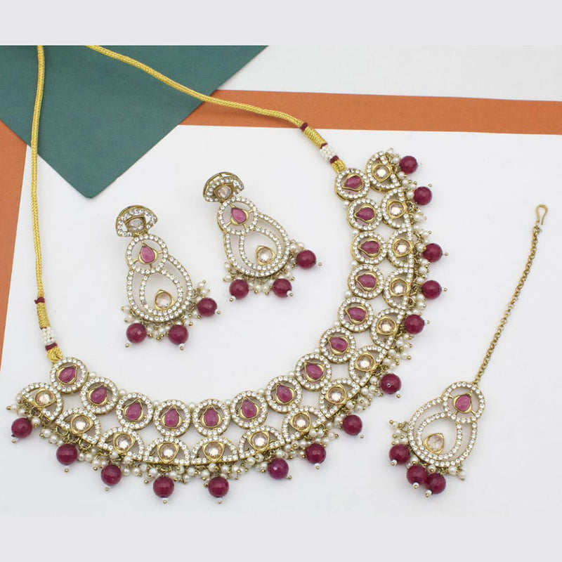 Manisha Jewellery Gold Plated Crystal Stone And Austrian Stone Necklace Set