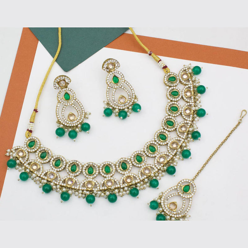 Manisha Jewellery Gold Plated Crystal Stone And Austrian Stone Necklace Set