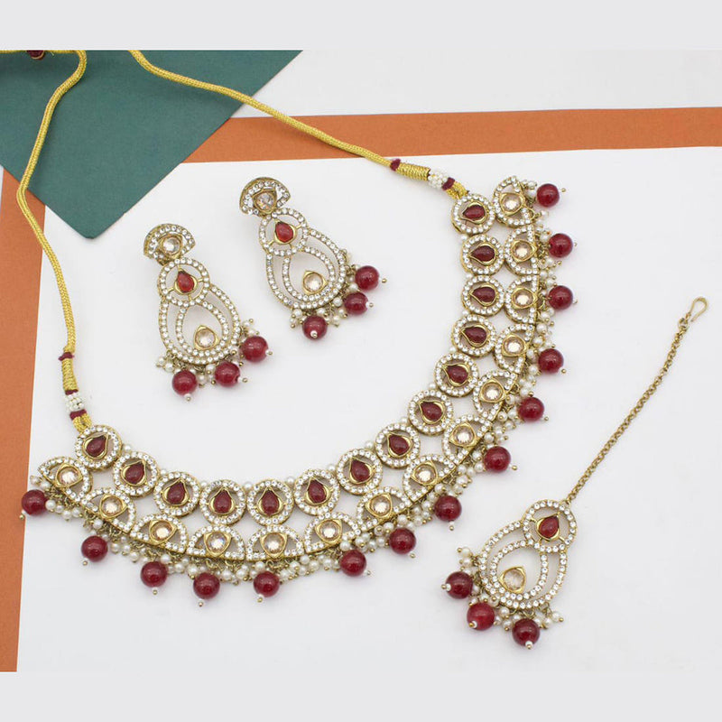 Manisha Jewellery Gold Plated Crystal Stone And Austrian Stone Necklace Set