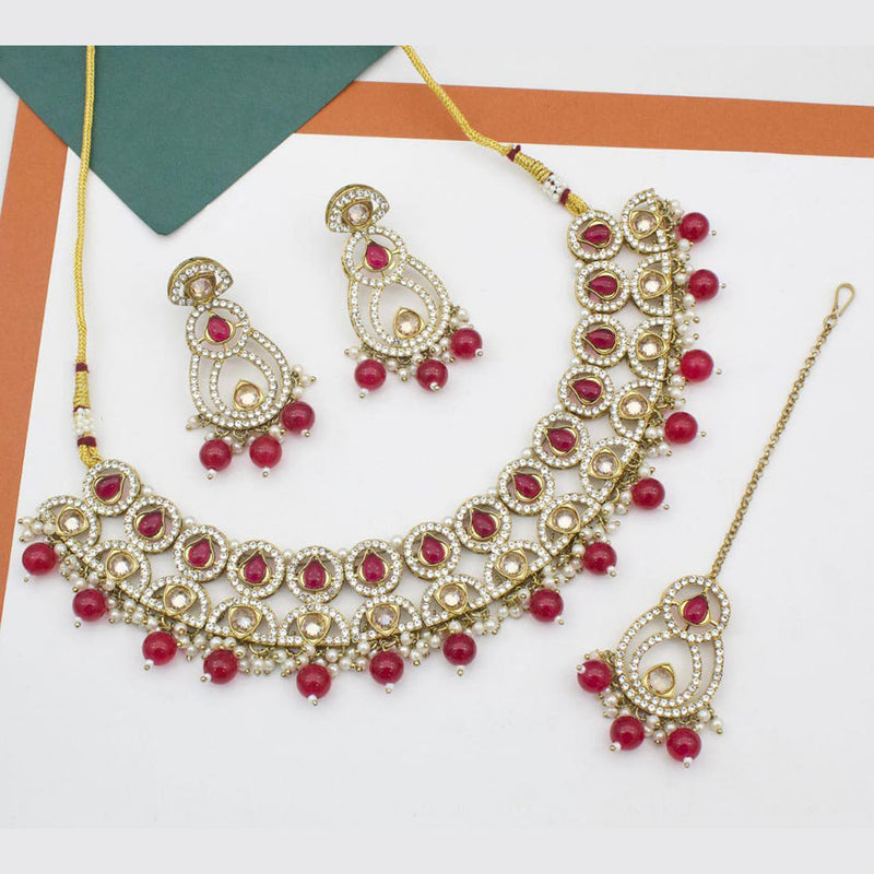 Manisha Jewellery Gold Plated Crystal Stone And Austrian Stone Necklace Set