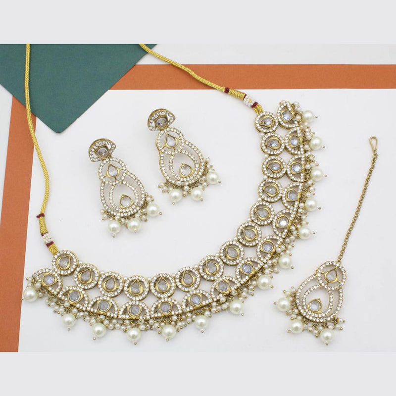 Manisha Jewellery Gold Plated Crystal Stone And Austrian Stone Necklace Set