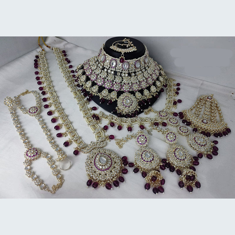 Manisha Jewellery Gold Plated Kundan Stone And Beads Bridal Set