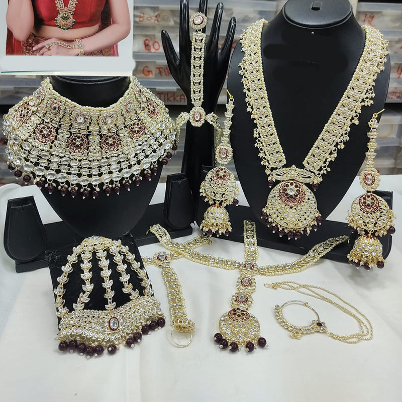 Manisha Jewellery Gold Plated Kundan Stone And Beads  Bridal Set