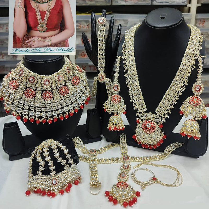 Manisha Jewellery Gold Plated Kundan Stone And Beads  Bridal Set