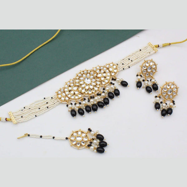 Manisha Jewellery Gold Plated Kundan Stone And Pearls Choker Necklace Set