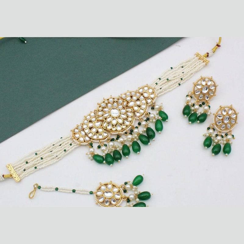 Manisha Jewellery Gold Plated Kundan Stone And Pearls Choker Necklace Set