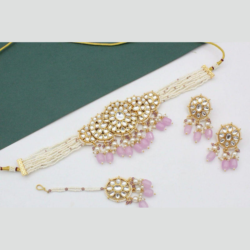 Manisha Jewellery Gold Plated Kundan Stone And Pearls Choker Necklace Set