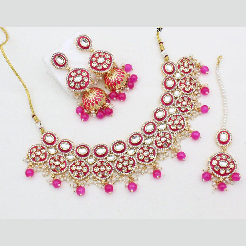 Manisha Jewellery Gold Plated Kundan Stone And Meenakari Necklace Set