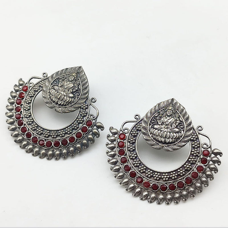 Manisha Jewellery Oxidised Plated Pota Stone Temple Dangler Earrings