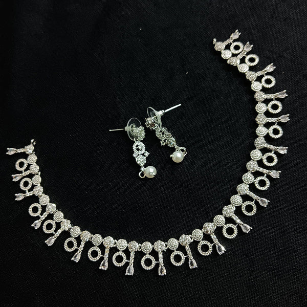 Manisha Jewellery Silver Plated AD Necklace Set