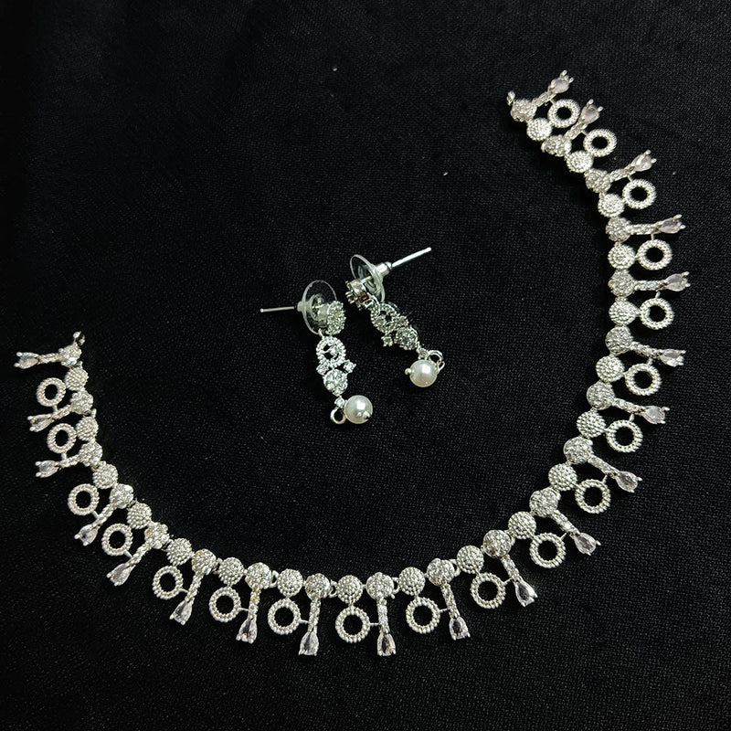 Manisha Jewellery Silver Plated AD Necklace Set