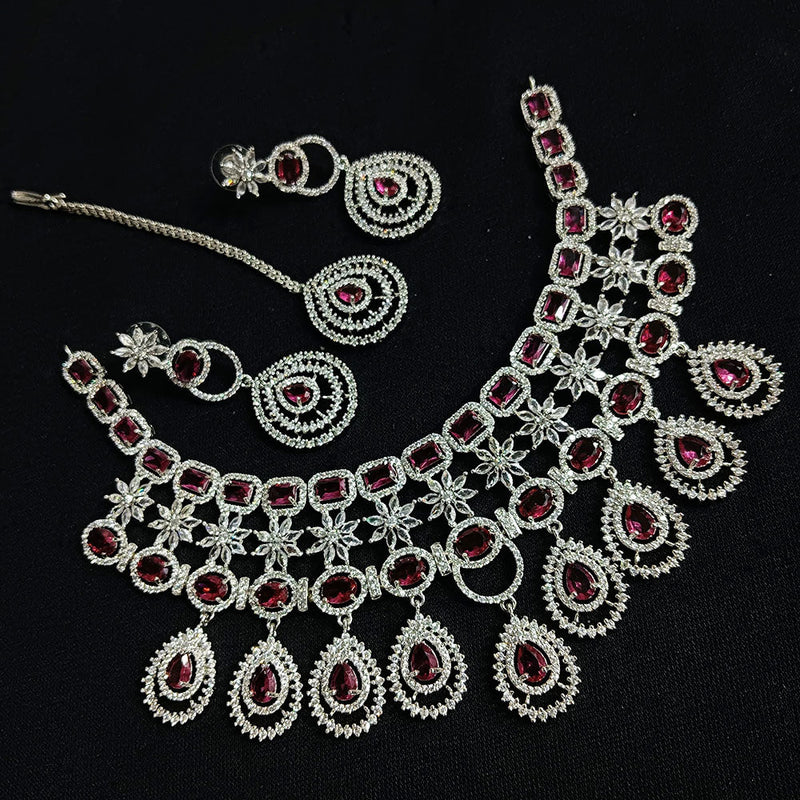 Manisha Jewellery Silver Plated AD Necklace Set