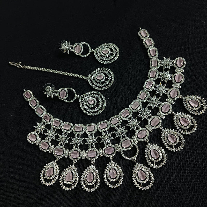 Manisha Jewellery Silver Plated AD Necklace Set