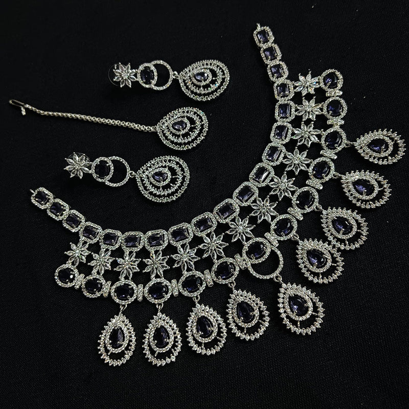 Manisha Jewellery Silver Plated AD Necklace Set