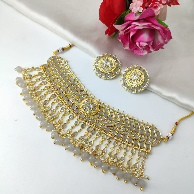 Manisha Jewellery Gold Plated Kundan Stone And Pearls Choker Necklace Set