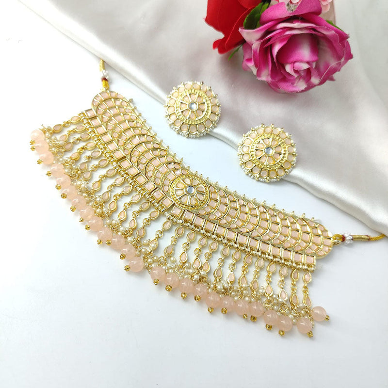 Manisha Jewellery Gold Plated Kundan Stone And Pearls Choker Necklace Set