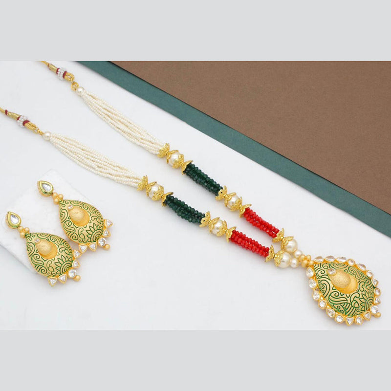 Manisha Jewellery Gold Plated Austrian Stone And Pearl Long Necklace Set