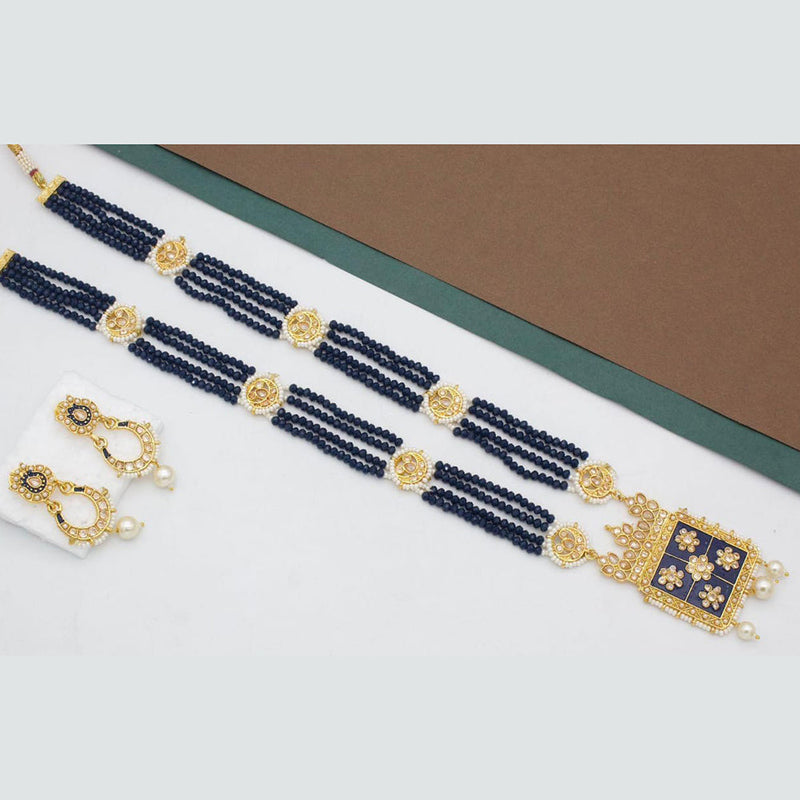 Manisha Jewellery Gold Plated Austrian Stone And Pearl Long Necklace Set