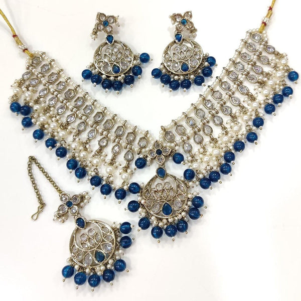 Manisha Jewellery Gold Plated AD And Pearls Necklace Set