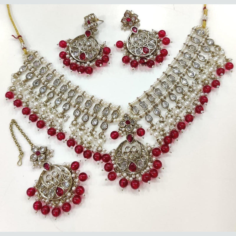 Manisha Jewellery Gold Plated AD And Pearls Necklace Set