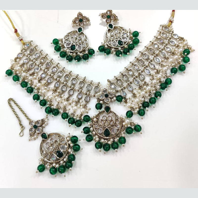 Manisha Jewellery Gold Plated AD And Pearls Necklace Set