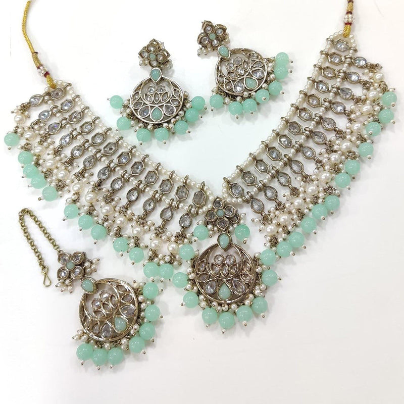 Manisha Jewellery Gold Plated AD And Pearls Necklace Set