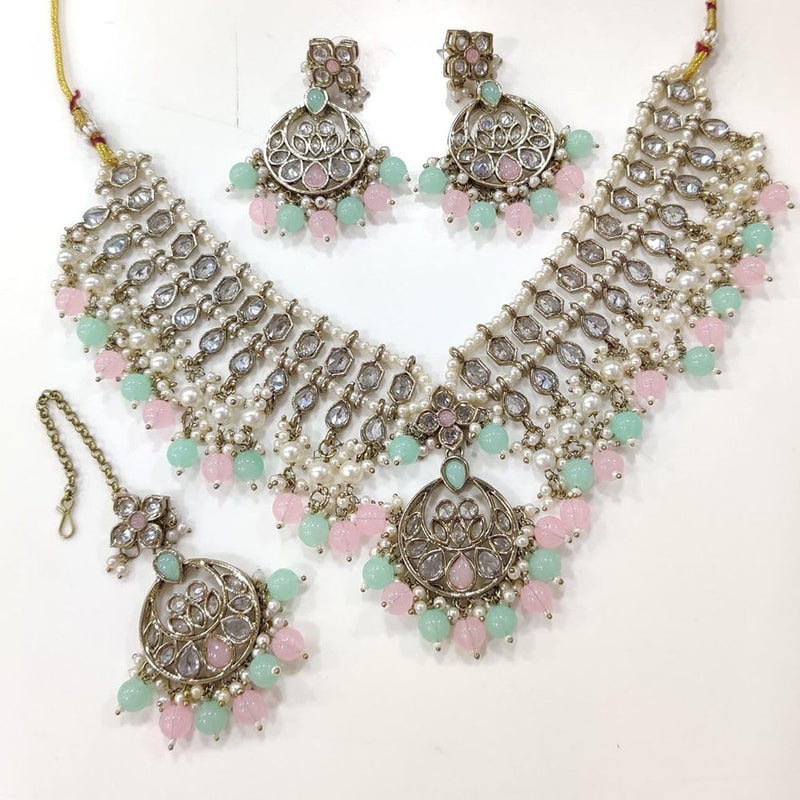 Manisha Jewellery Gold Plated AD And Pearls Necklace Set