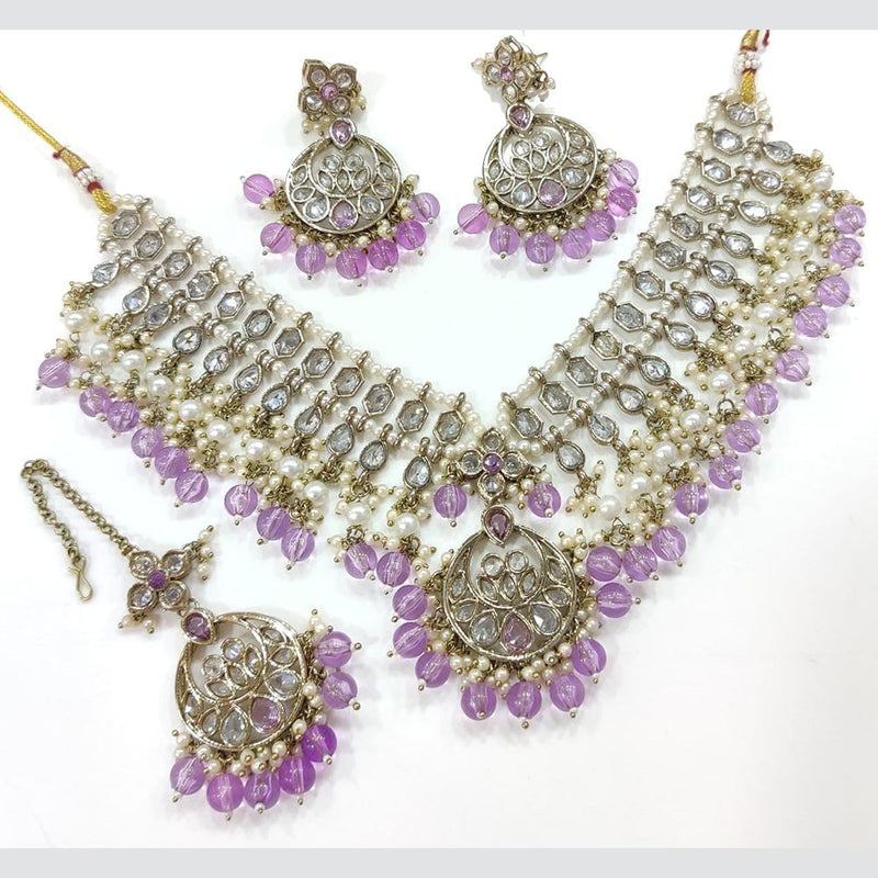 Manisha Jewellery Gold Plated AD And Pearls Necklace Set