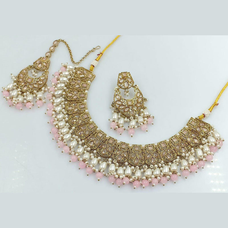 Manisha Jewellery Gold Plated Crystal And Pearls Necklace Set