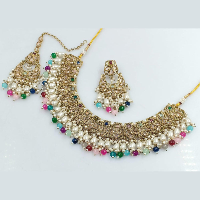 Manisha Jewellery Gold Plated Crystal And Pearls Necklace Set