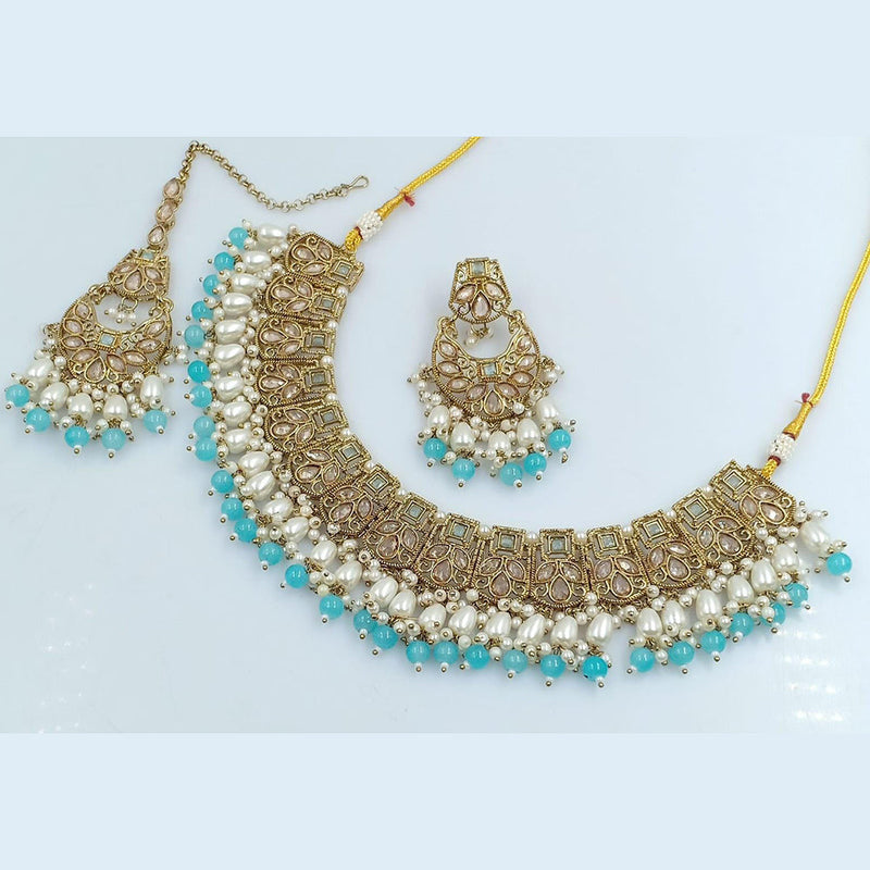 Manisha Jewellery Gold Plated Crystal And Pearls Necklace Set