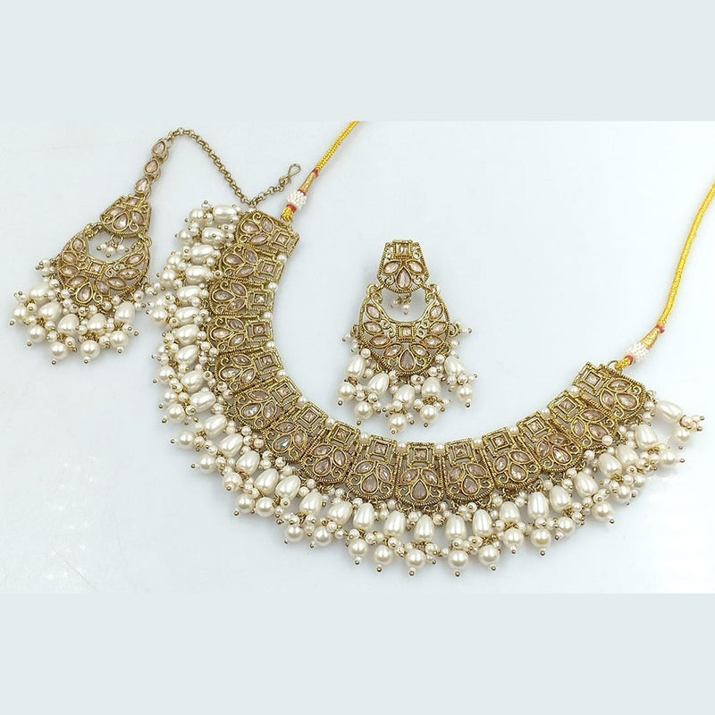 Manisha Jewellery Gold Plated Crystal And Pearls Necklace Set