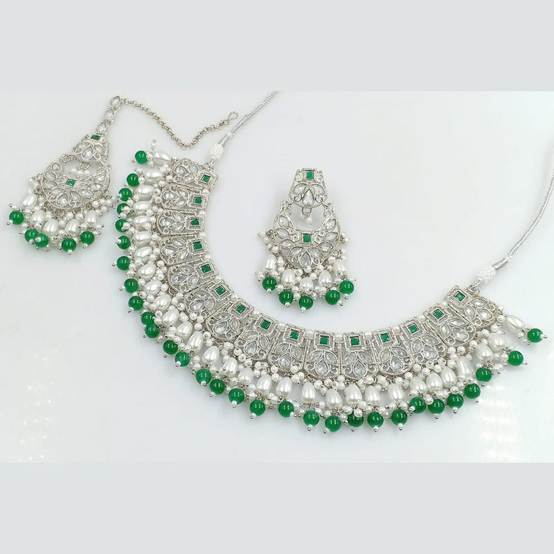 Manisha Jewellery Silver Plated Crystal And Pearls Necklace Set