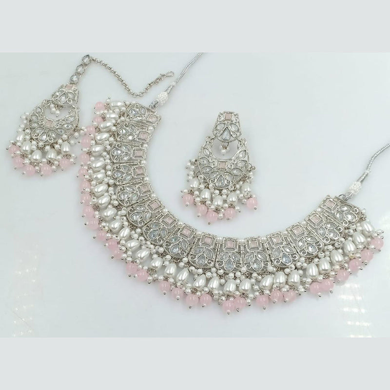 Manisha Jewellery Silver Plated Crystal And Pearls Necklace Set